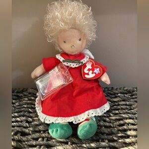 TY Angeline Angel Doll Plush Red Dress Wings w/ Heart Tag